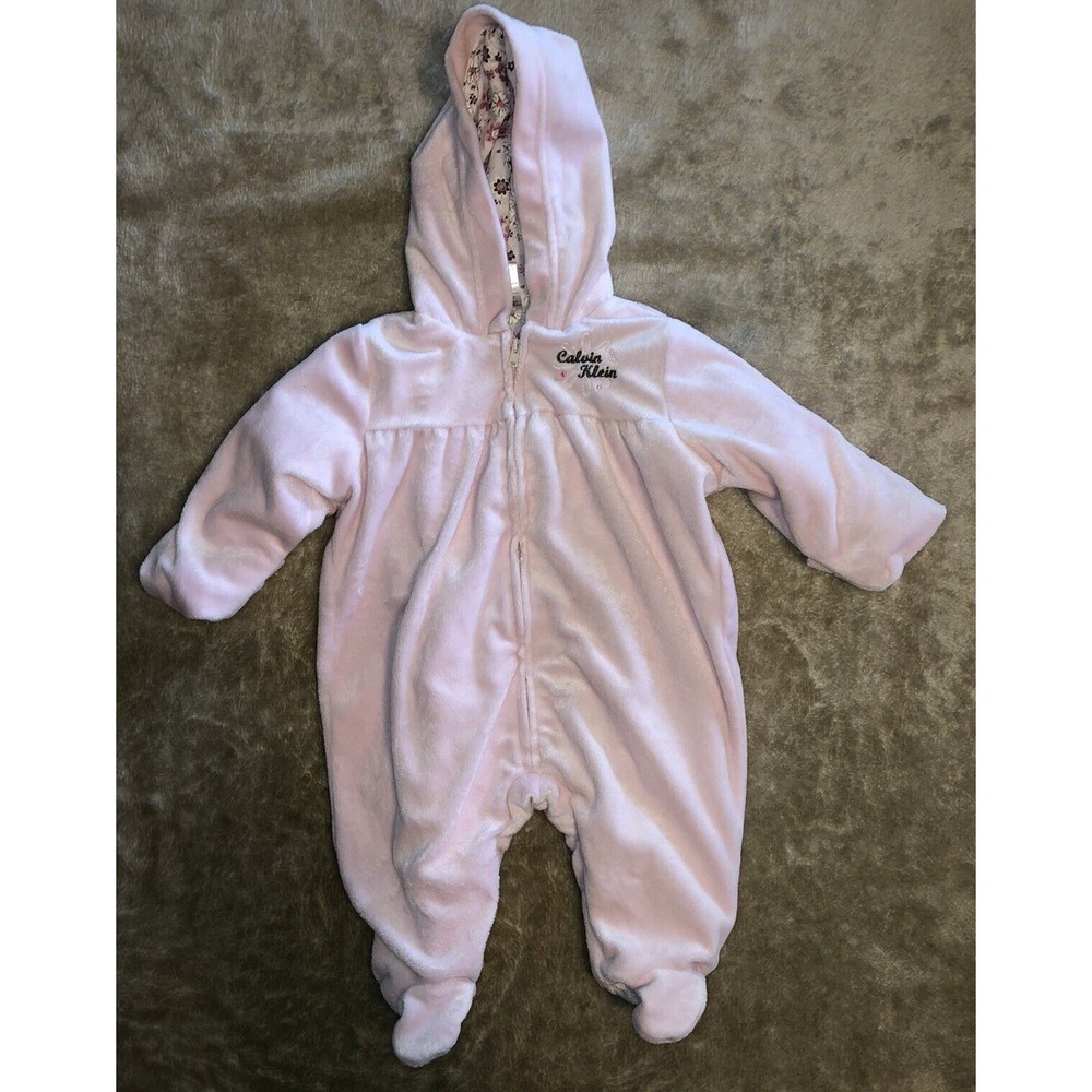 Calvin Klein Snow Suit Girl Size 3/6 Months Pink EUC